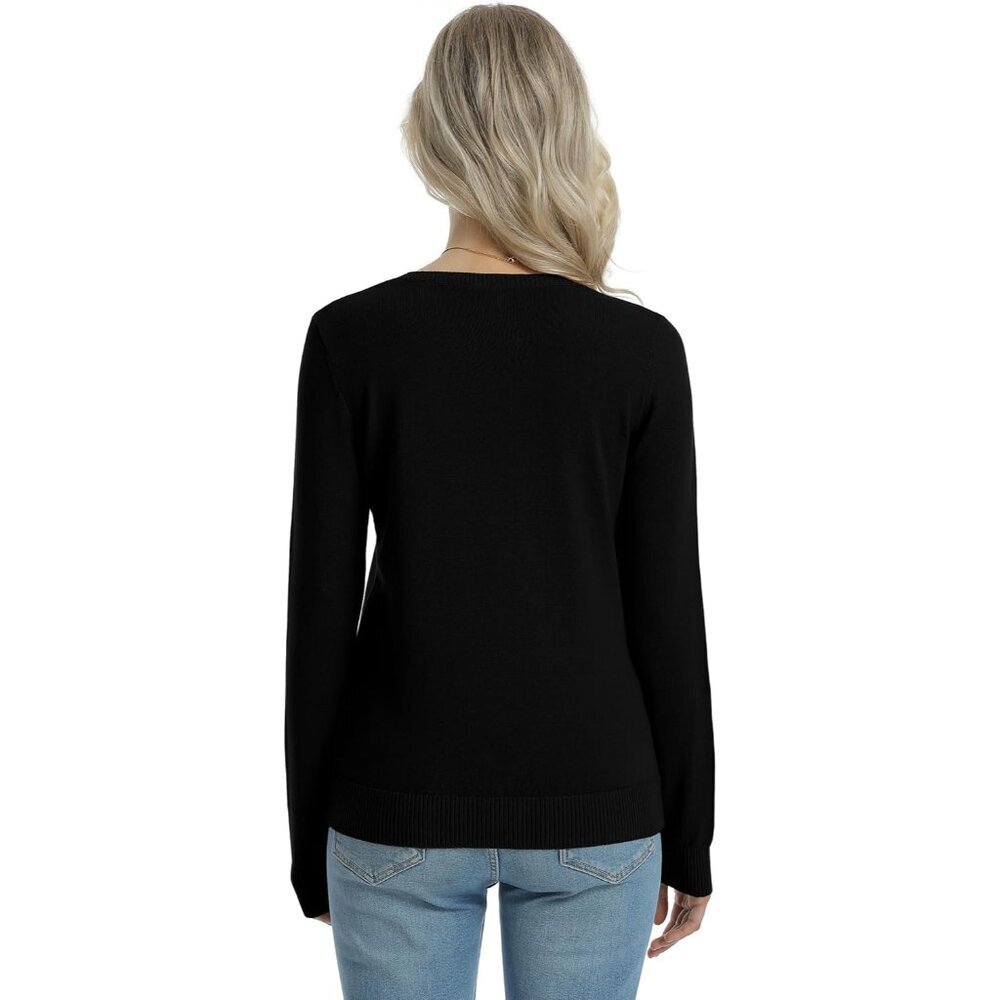 Women's Cotton Sweater Midweight Crewneck Long Sleeve Knitted Pullover - Picture 3 of 7